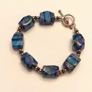 Sterling Silver And Glass Bead Bracelet